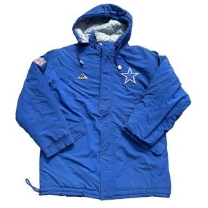 Vtg Dallas Cowboys Jackets Mens L Blue NFL Football Apex One Pro Line 90s READ**